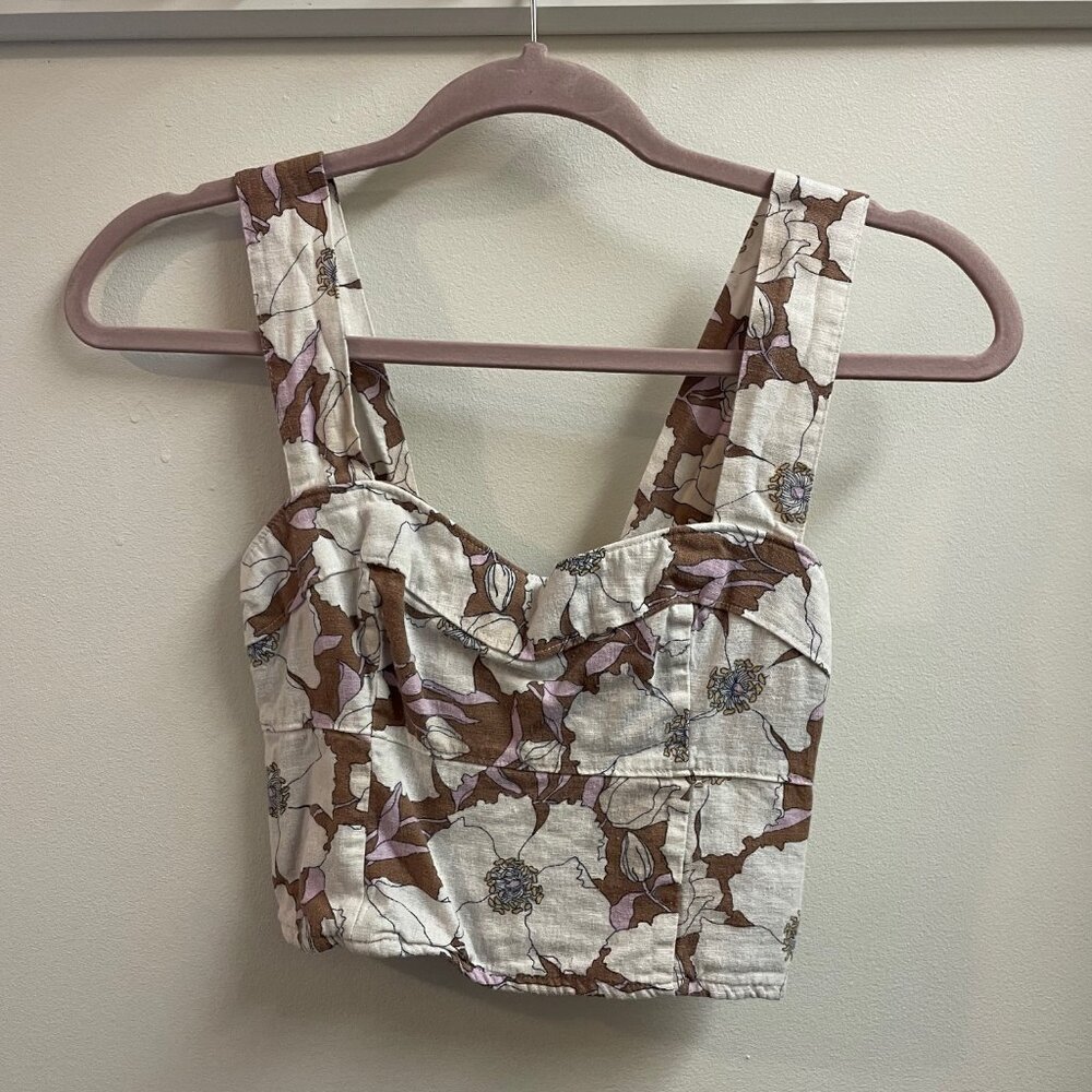Abercrombie Floral Linen Crop Top (Size XS)